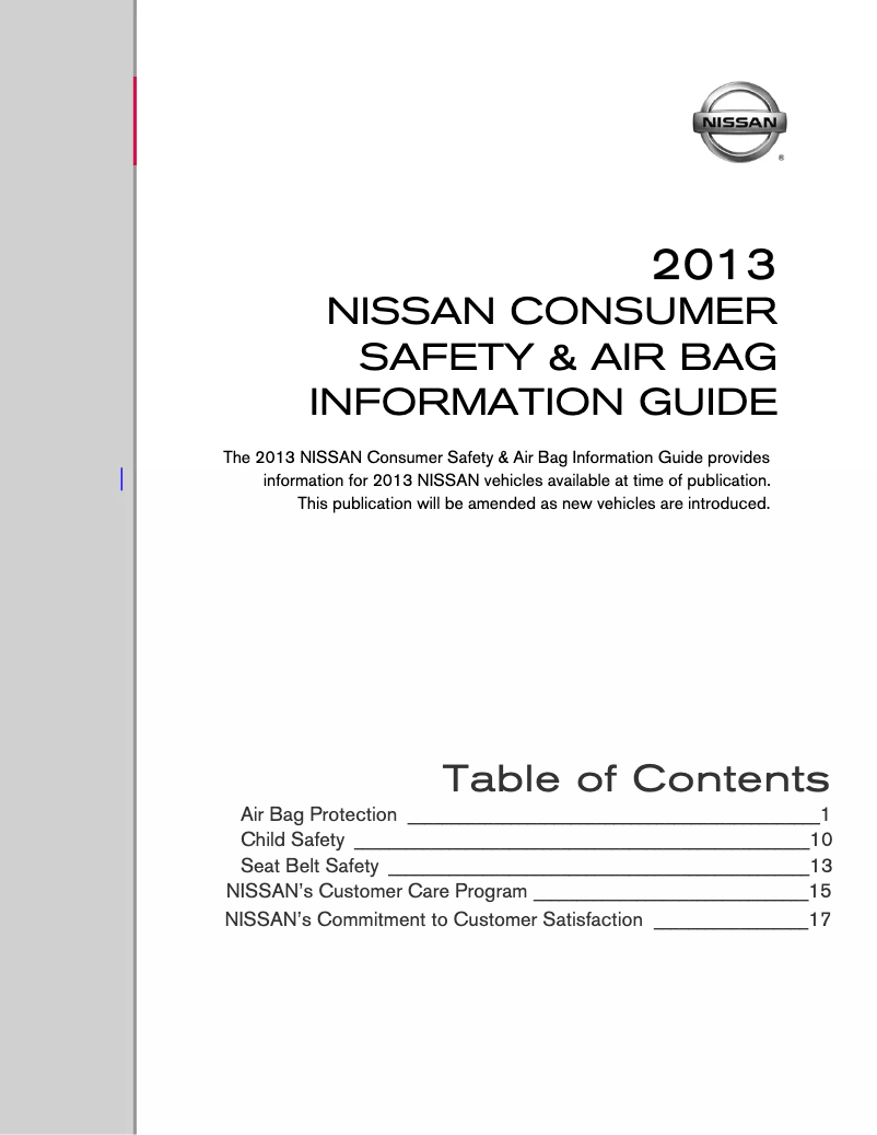 Page 1 de la notice Instructions de sécurité Nissan Titan (2013)