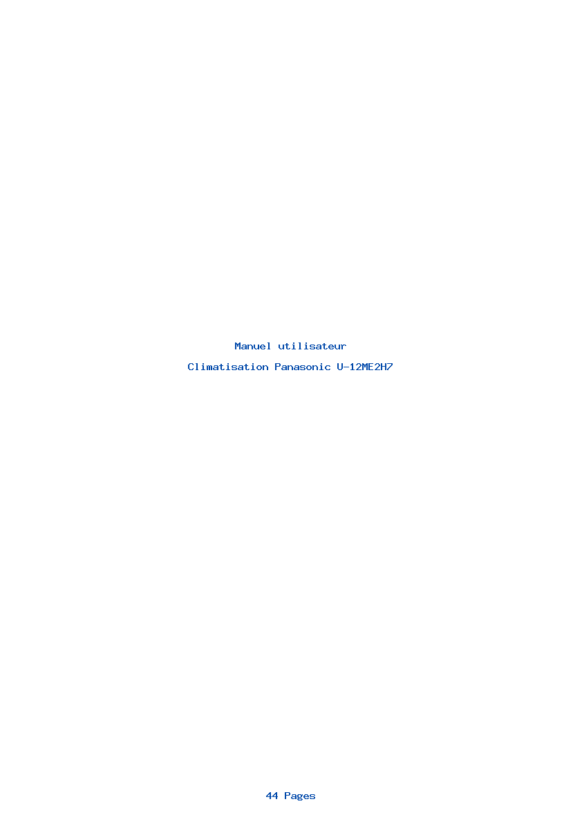 Page 1 de la notice Manuel utilisateur Panasonic U-12ME2H7