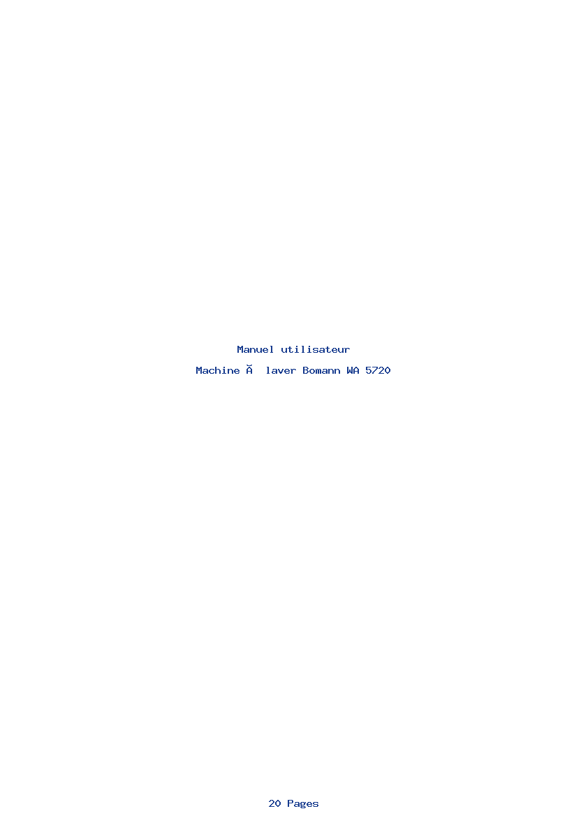 Page 1 de la notice Manuel utilisateur Bomann WA 5720
