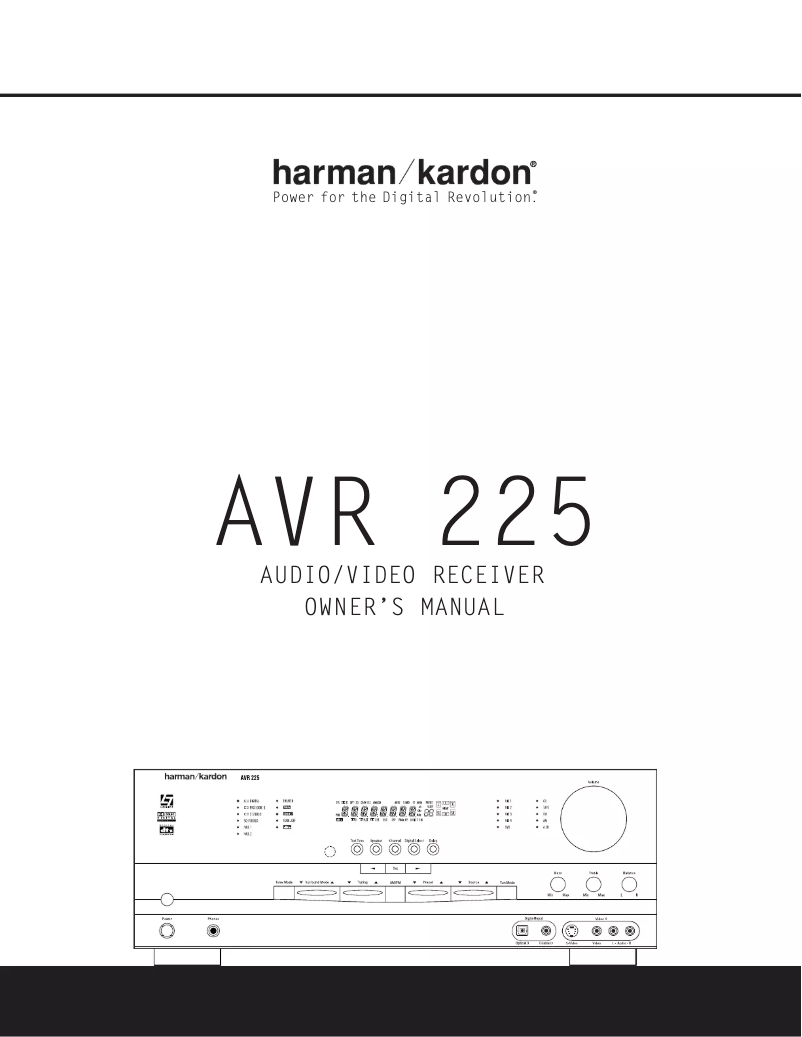 Page 1 de la notice Manuel utilisateur Harman Kardon AVR 225