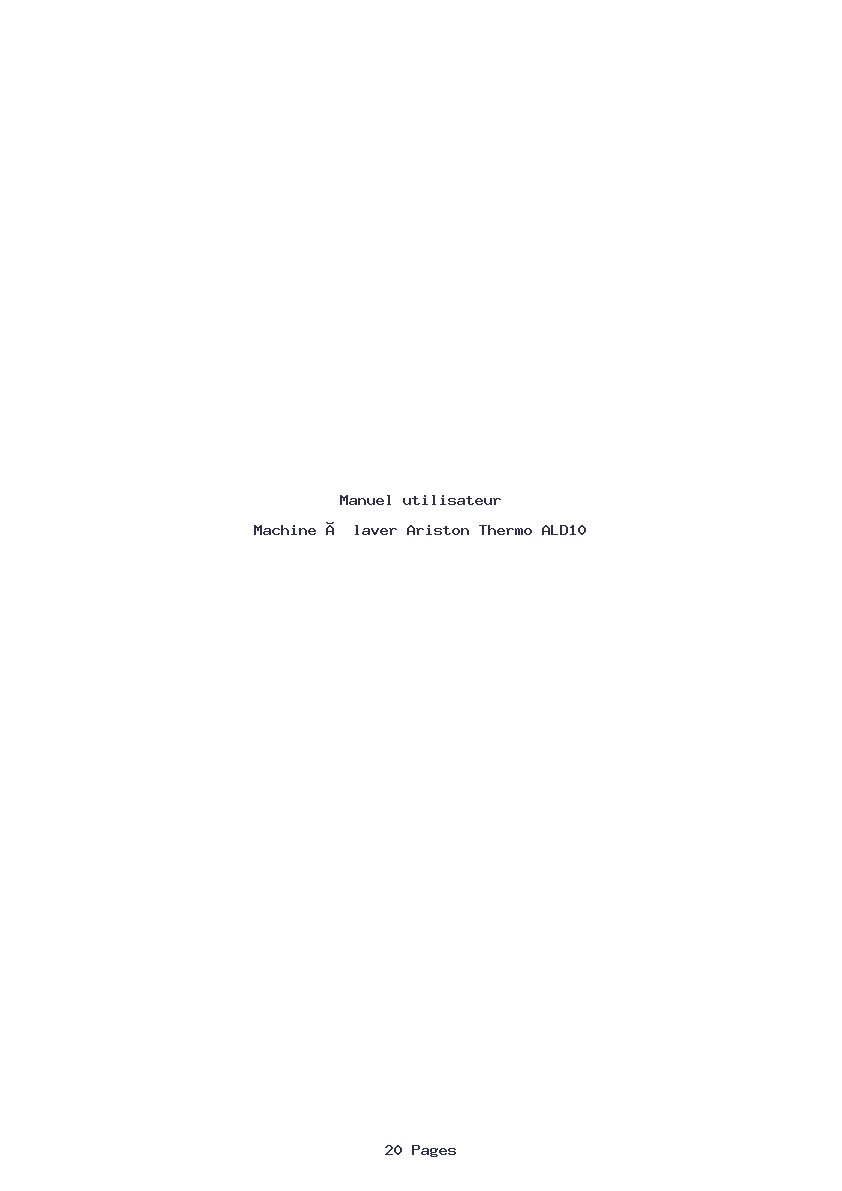 Page 1 de la notice Manuel utilisateur Ariston Thermo ALD10