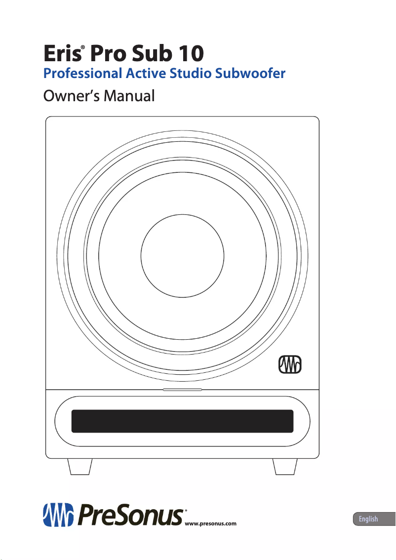 Page 1 of the manual User Manual PreSonus Eris Pro 10