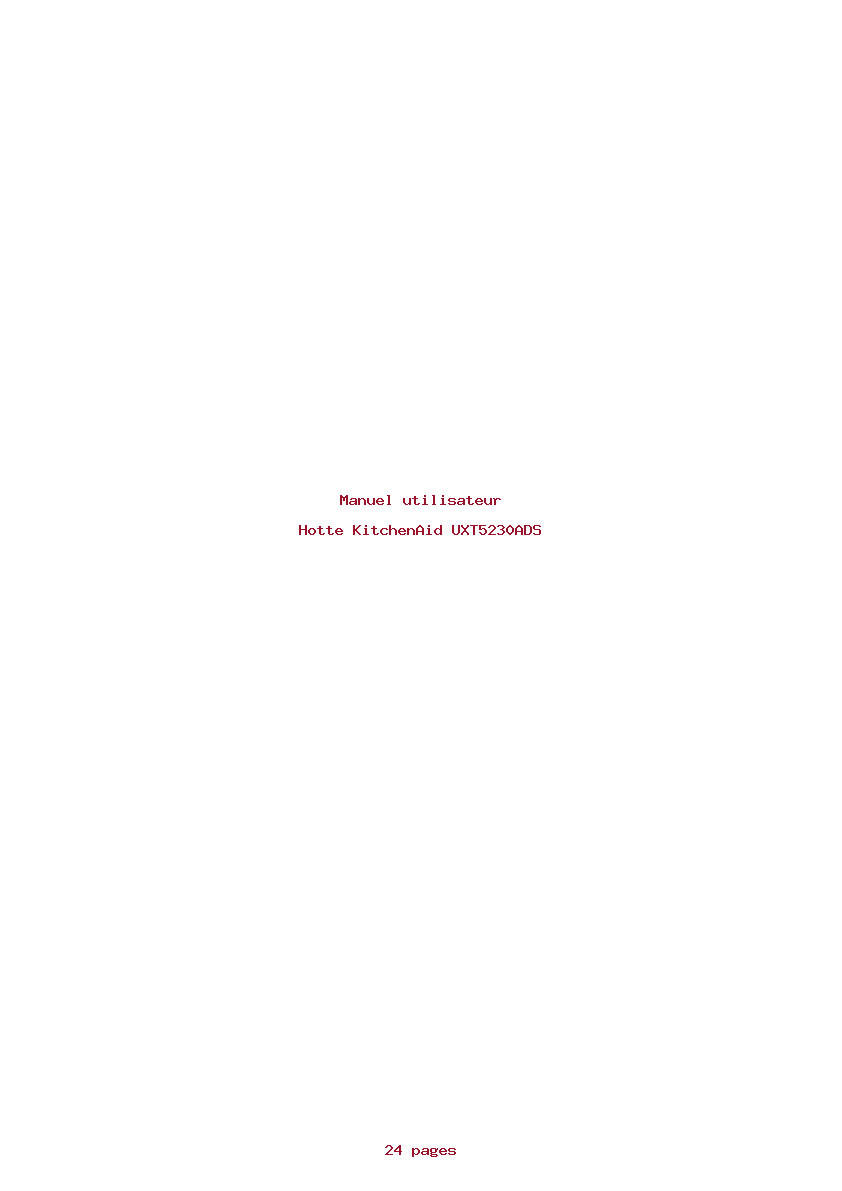 Page 1 de la notice Manuel utilisateur KitchenAid UXT5230ADS