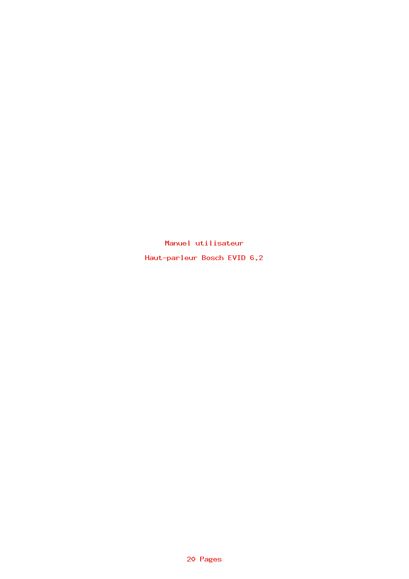 Page 1 de la notice Manuel utilisateur Bosch EVID 6.2