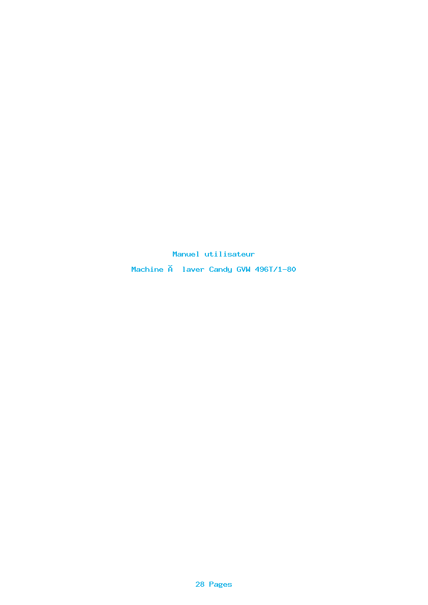 Page 1 de la notice Manuel utilisateur Candy GVW 496T/1-80