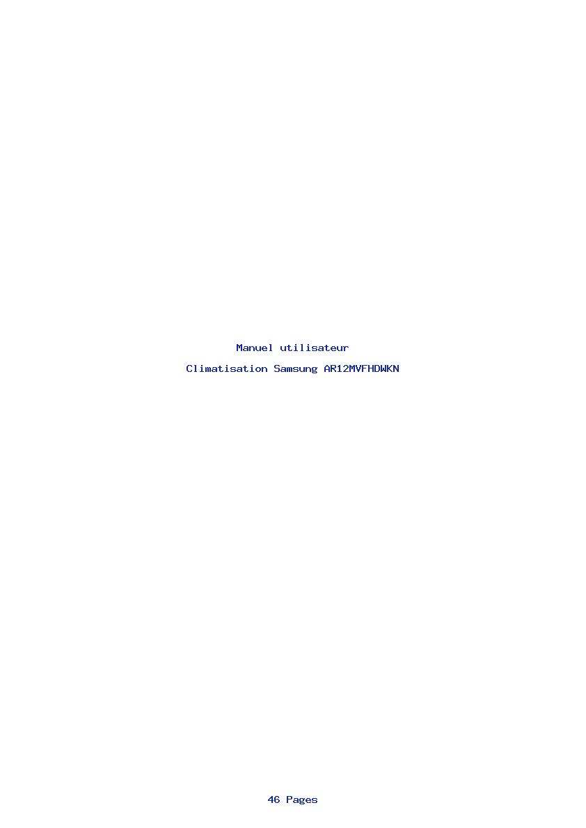 Page 1 de la notice Manuel utilisateur Samsung AR12MVFHDWKN