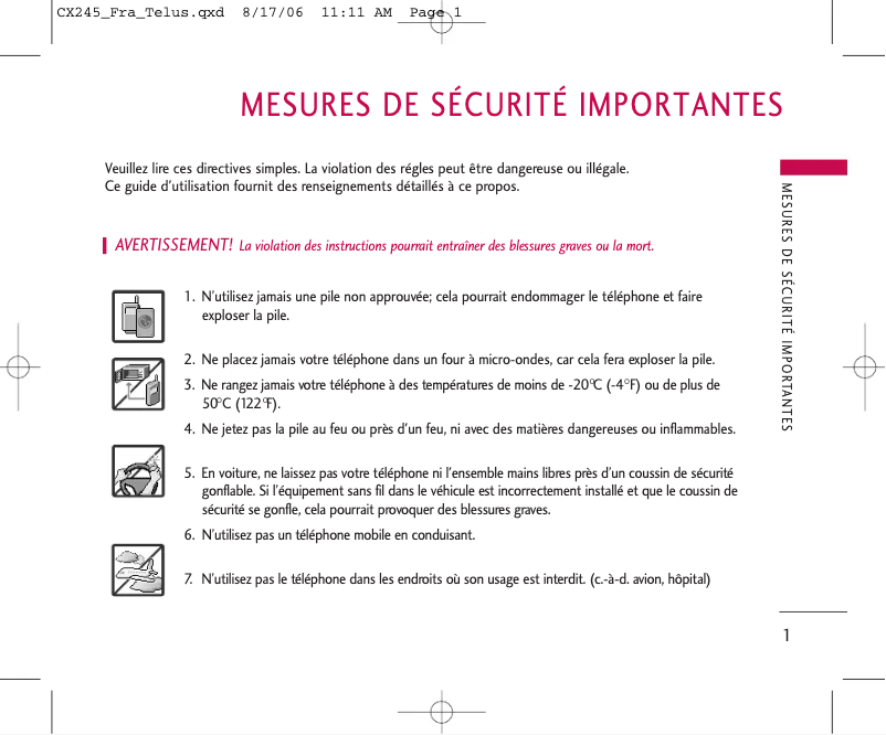 Page 1 de la notice Manuel utilisateur LG CX245R