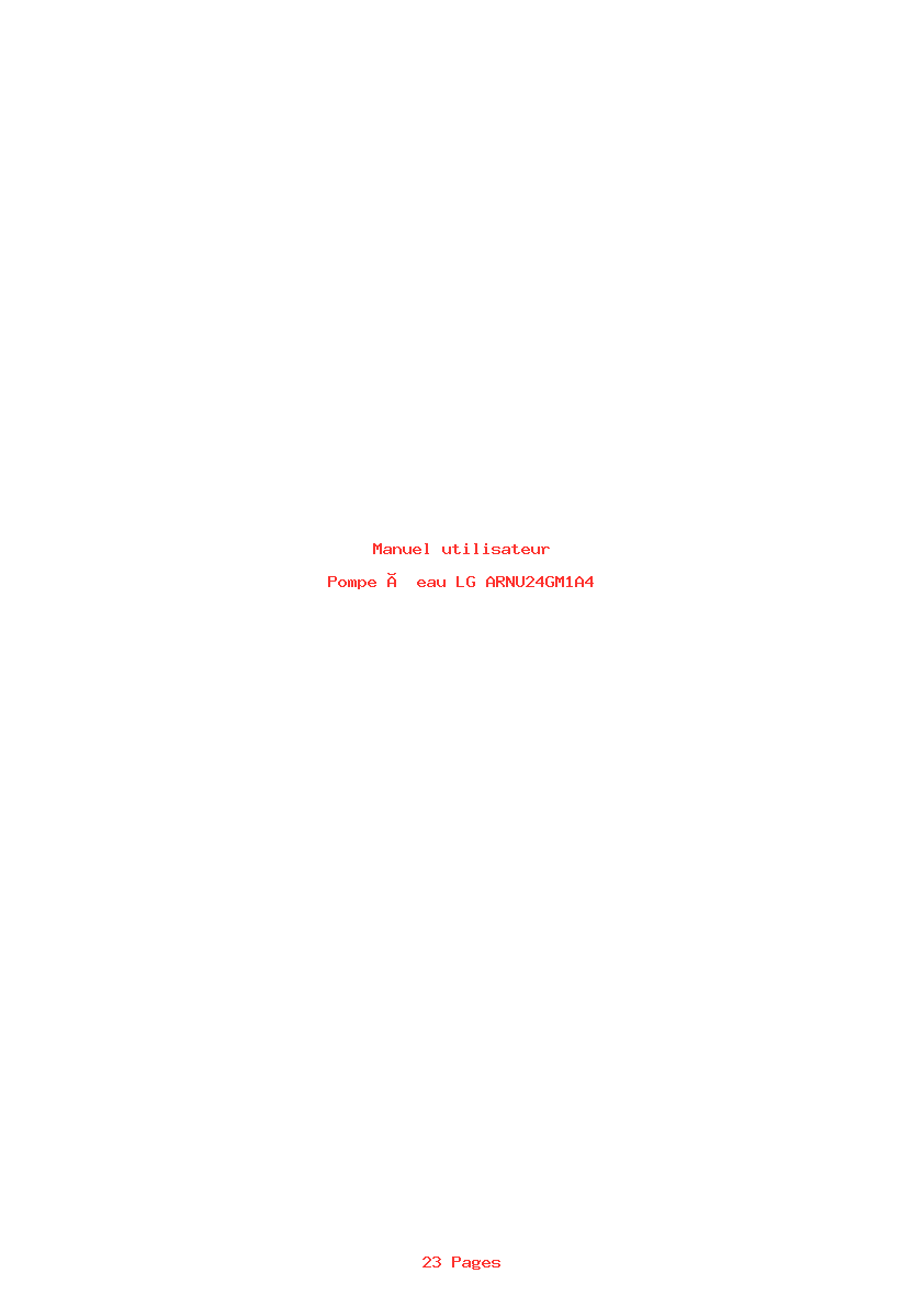 Page 1 de la notice Manuel utilisateur LG ARNU24GM1A4