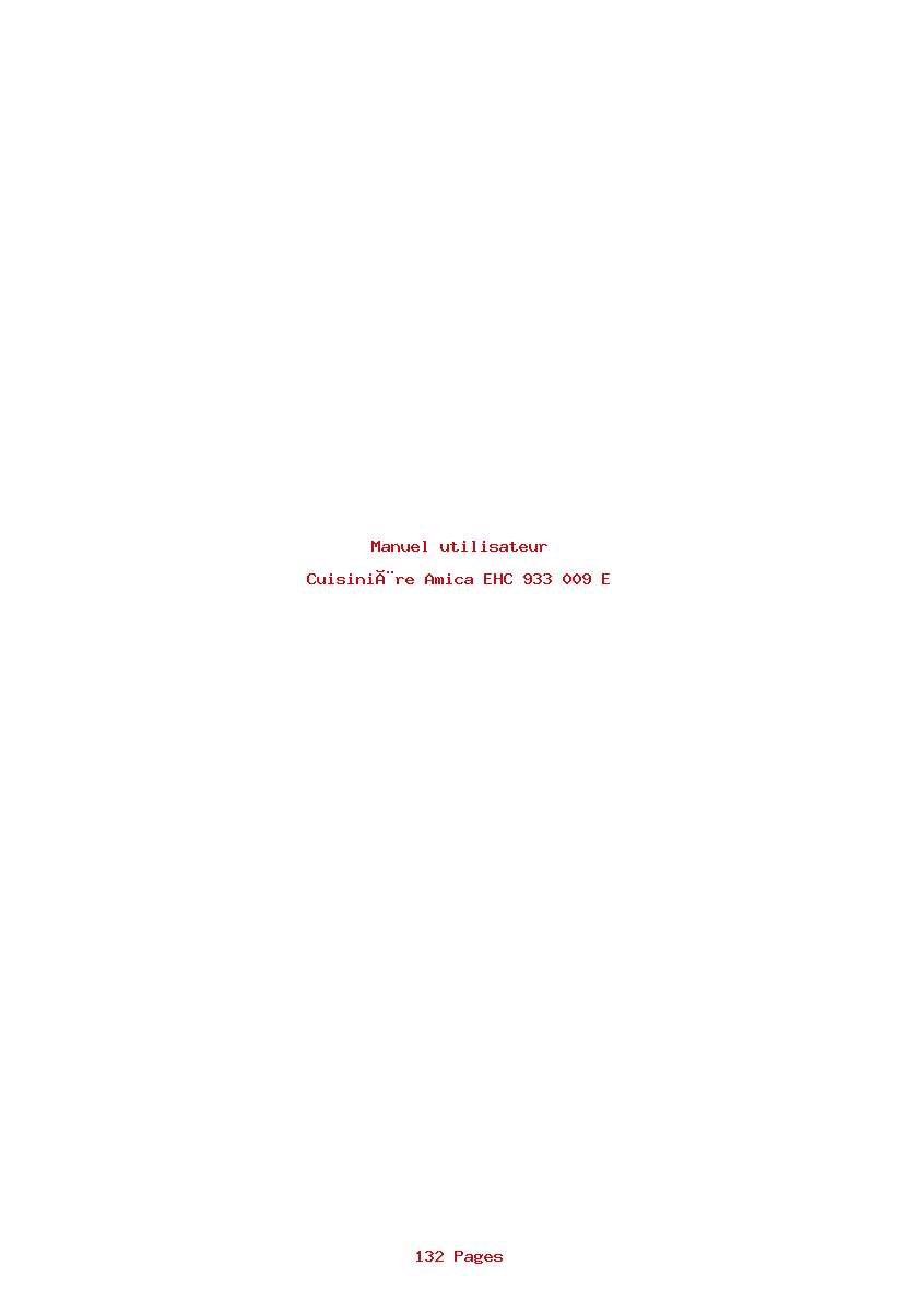 Page 1 de la notice Manuel utilisateur Amica EHC 933 009 E