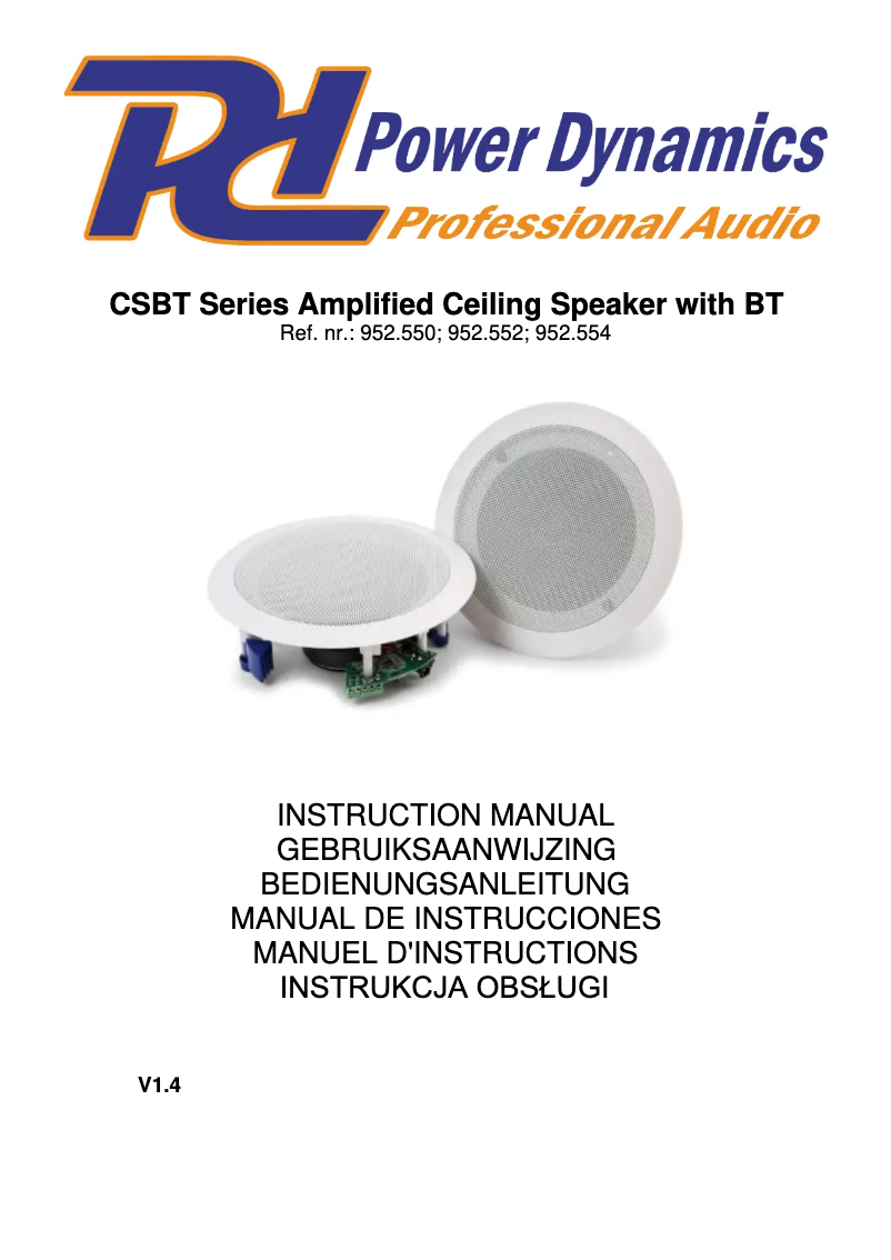 Page 1 de la notice Manuel utilisateur Power Dynamics CSBT80