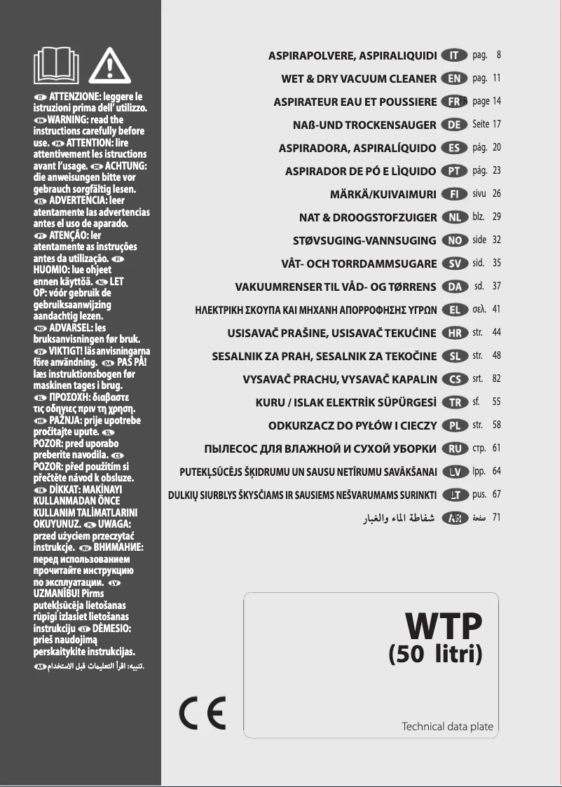 Página 1 del manual Manual de usuario Lavorwash WTP 50 XE