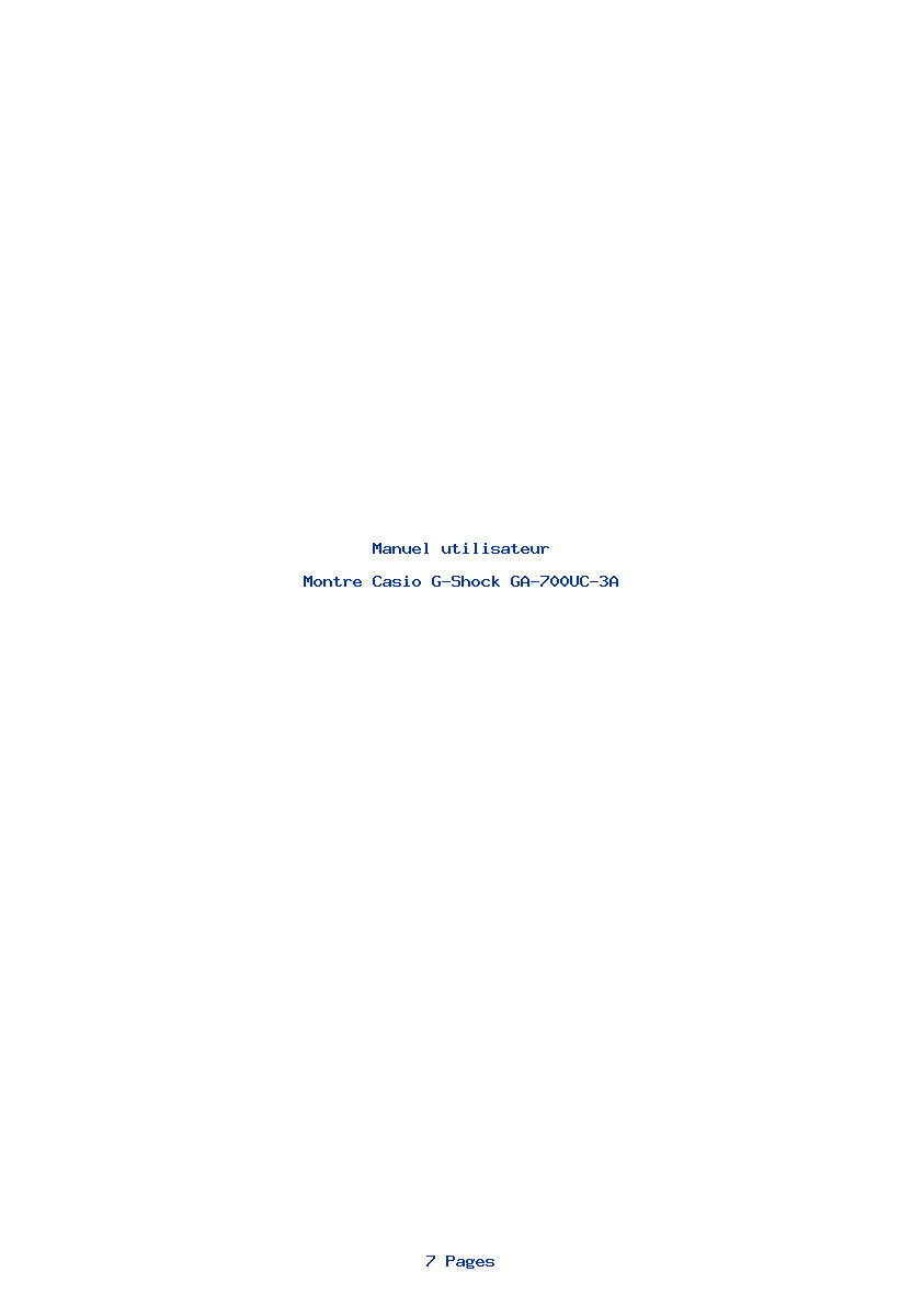 Page 1 de la notice Manuel utilisateur Casio G-Shock GA-700UC-3A