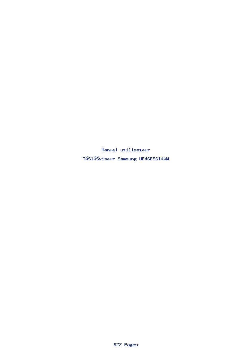 Page 1 de la notice Manuel utilisateur Samsung UE46ES6140W