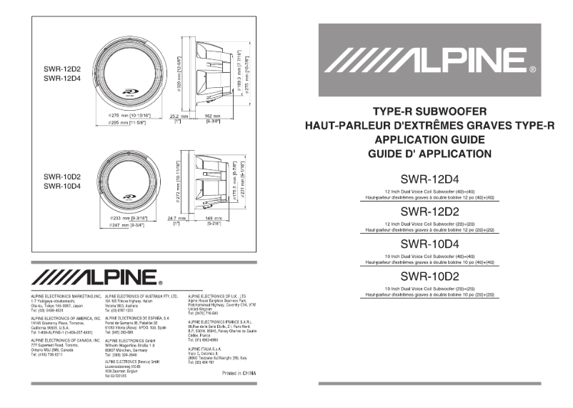 Page 1 de la notice Manuel utilisateur Alpine SWR-10D4