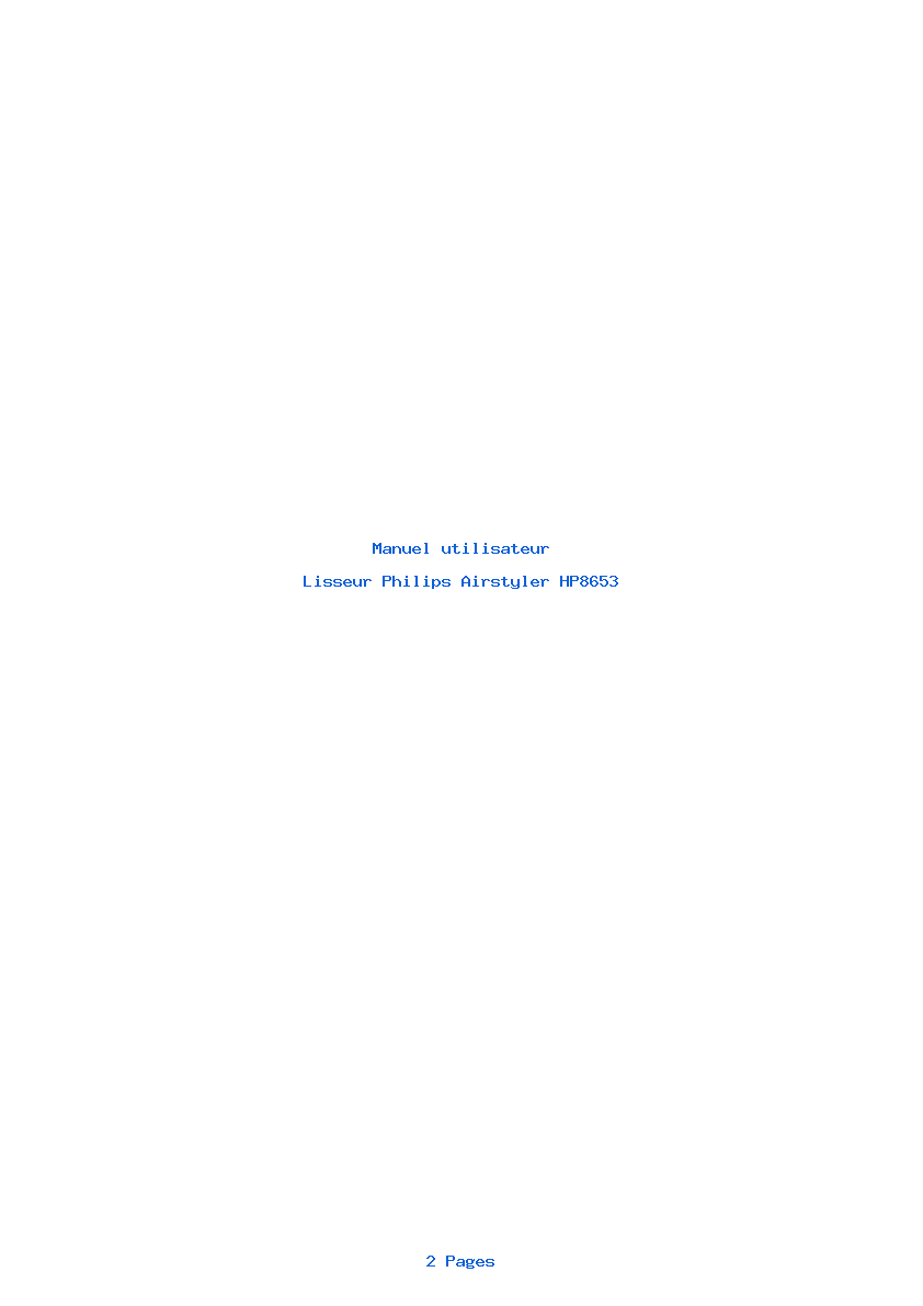 Page 1 de la notice Manuel utilisateur Philips Airstyler HP8653