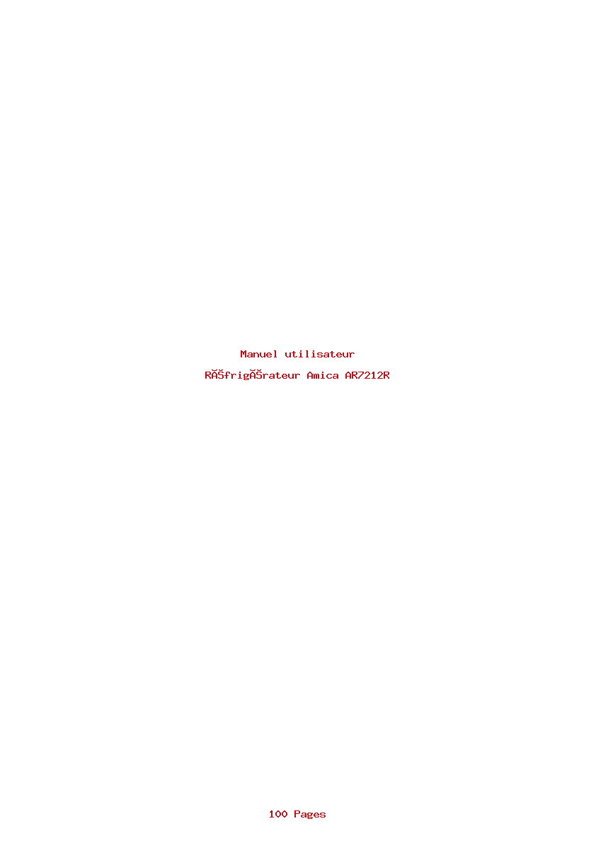 Page 1 de la notice Manuel utilisateur Amica AR7212R