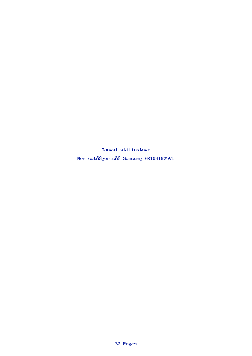 Page 1 de la notice Manuel utilisateur Samsung RR19H1825VL