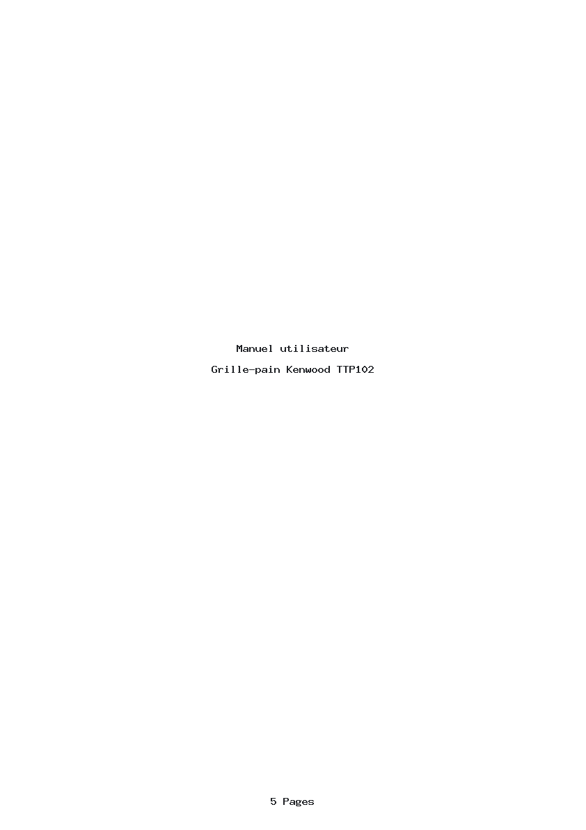 Page 1 de la notice Manuel utilisateur Kenwood TTP102