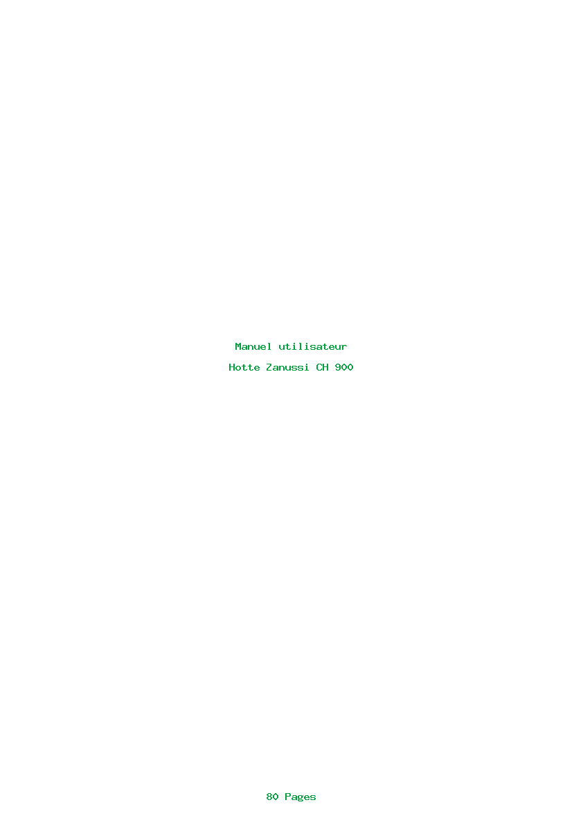 Page 1 de la notice Manuel utilisateur Zanussi CH 900