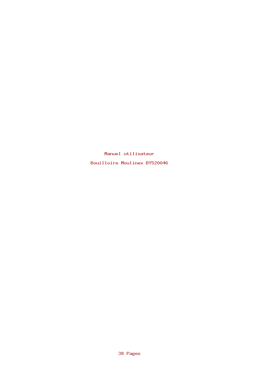 Page 1 de la notice Manuel utilisateur Moulinex BY520046