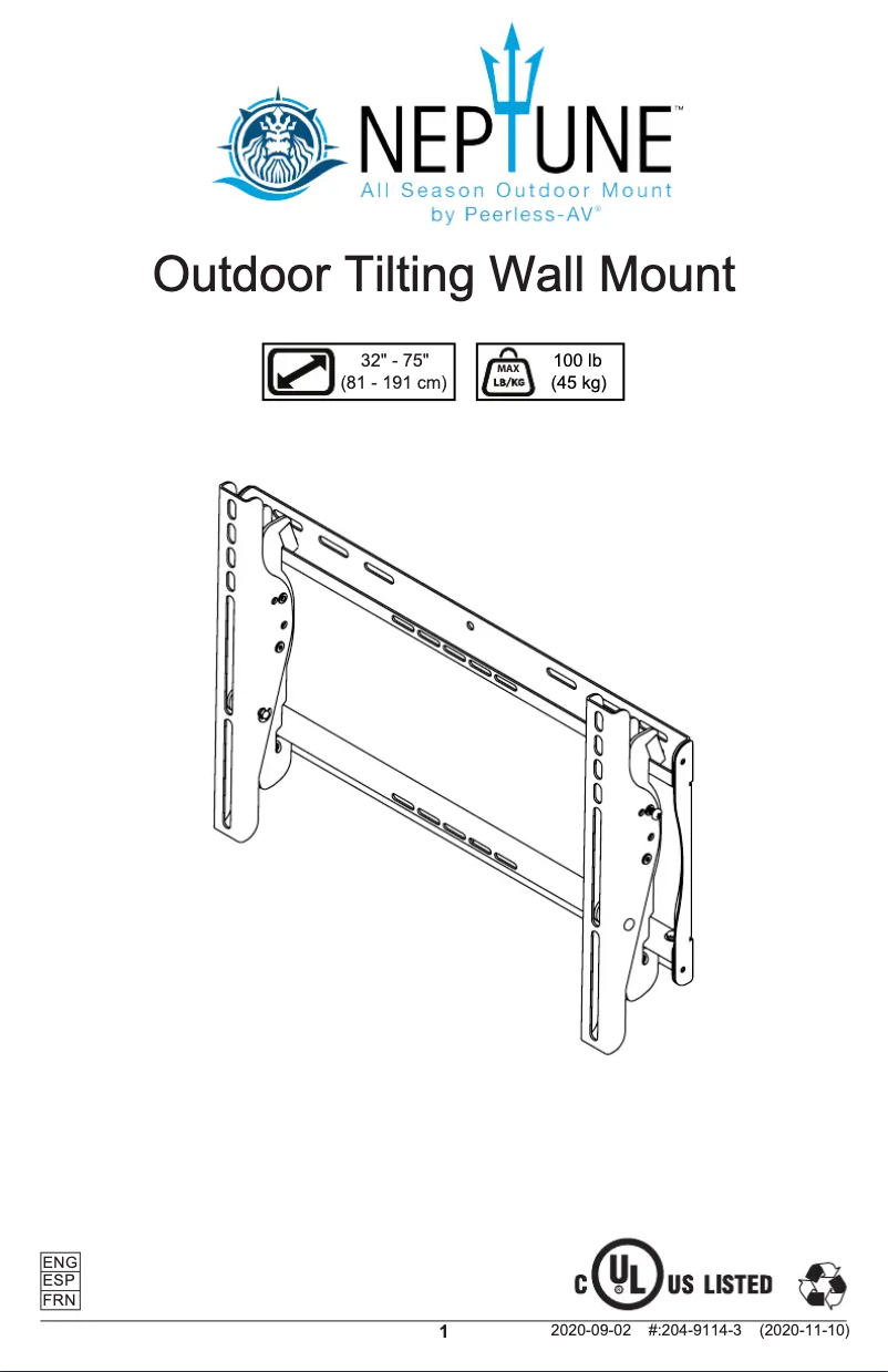 Page 1 de la notice Instructions / montage Peerless-AV Neptune NT554