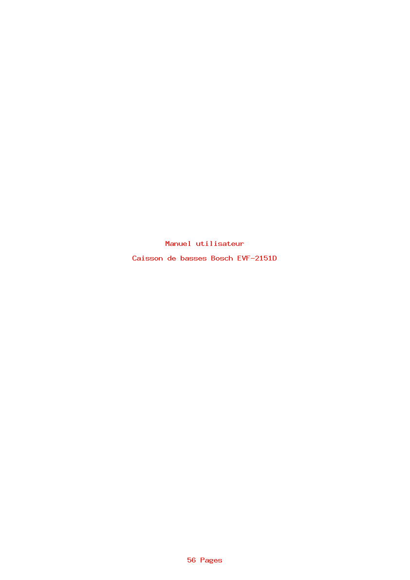Page 1 de la notice Manuel utilisateur Bosch EVF-2151D