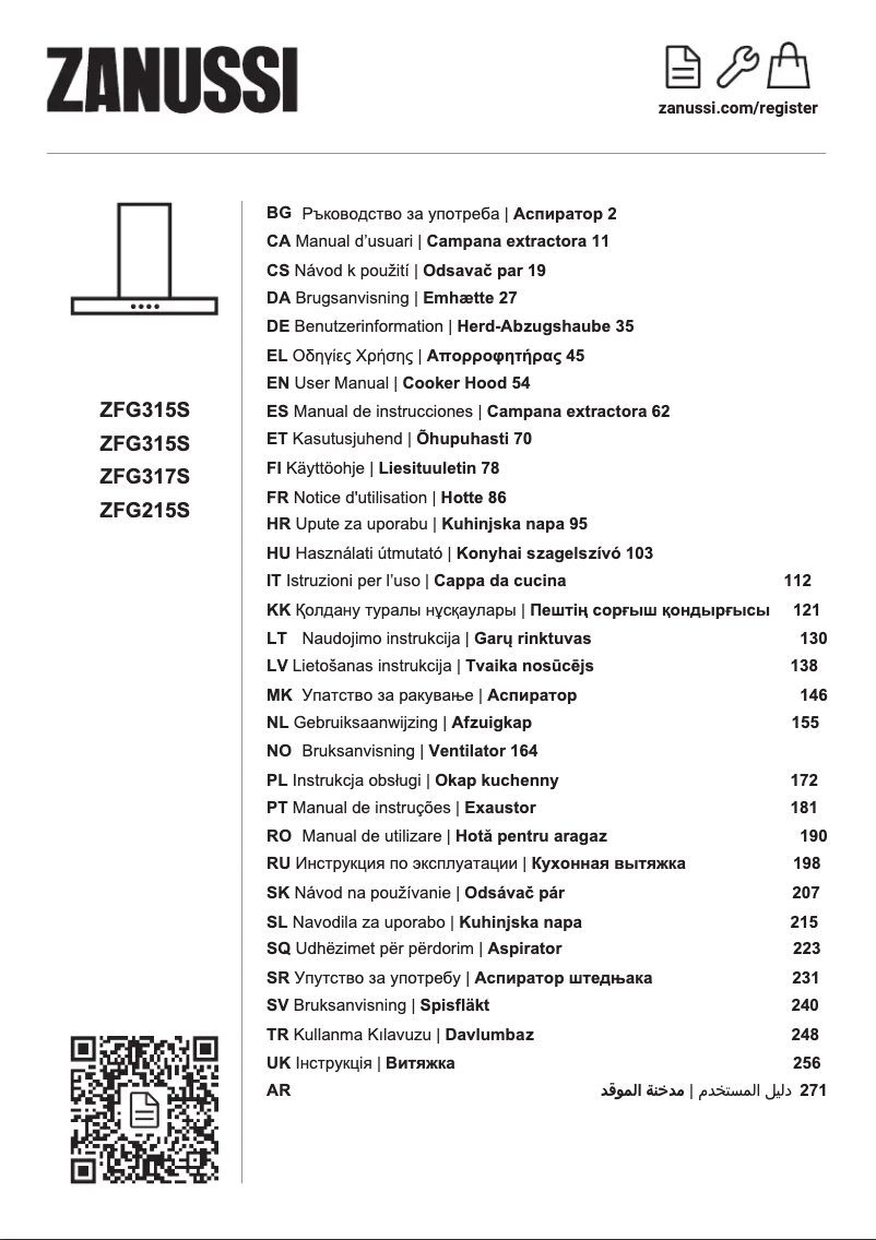 Page 1 de la notice Manuel utilisateur Zanussi ZFG317S