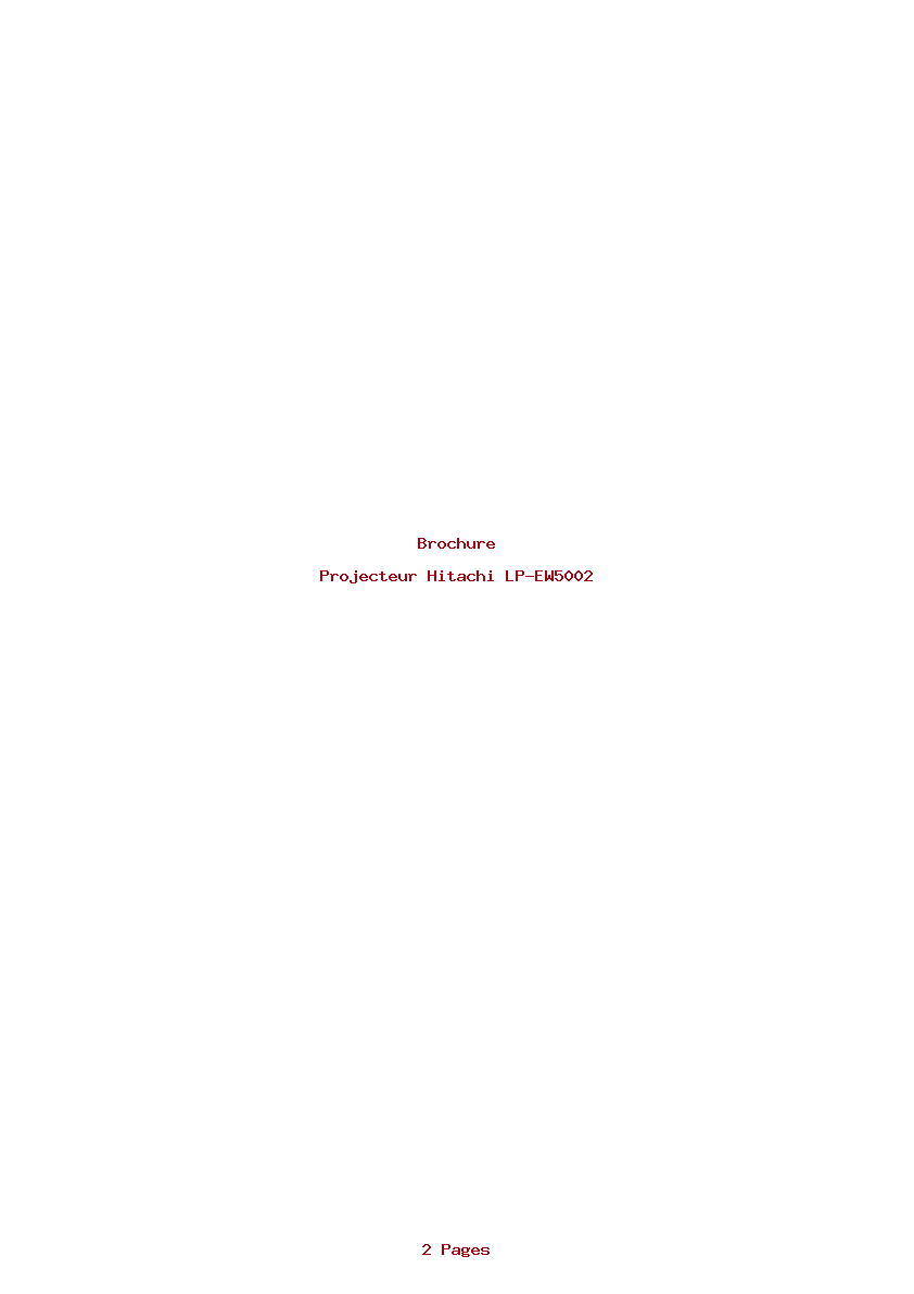 Page 1 de la notice Brochure Hitachi LP-EW5002