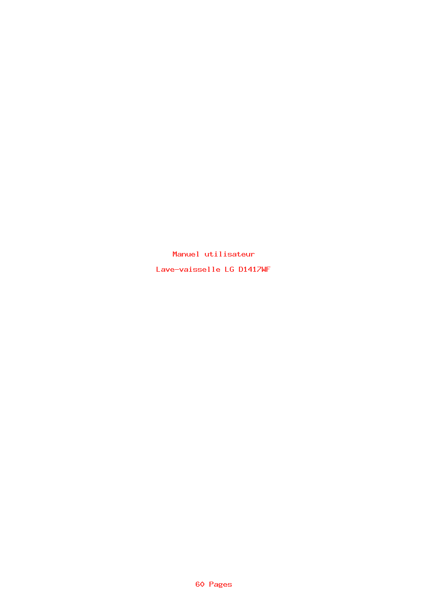 Page 1 de la notice Manuel utilisateur LG D1417WF