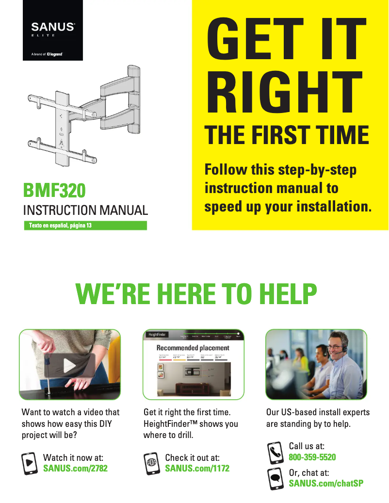 Page 1 de la notice Manuel utilisateur Sanus BMF320