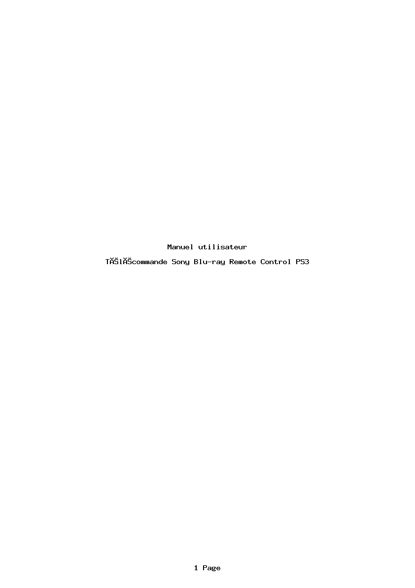 Page 1 de la notice Manuel utilisateur Sony Blu-ray Remote Control PS3