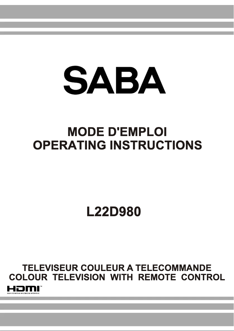 Page 1 de la notice Manuel utilisateur Saba L22D980
