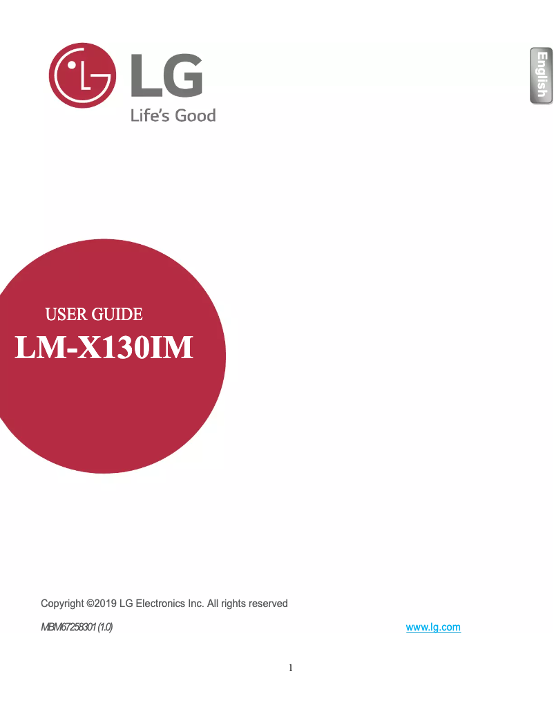 Page 1 de la notice Manuel utilisateur LG W10