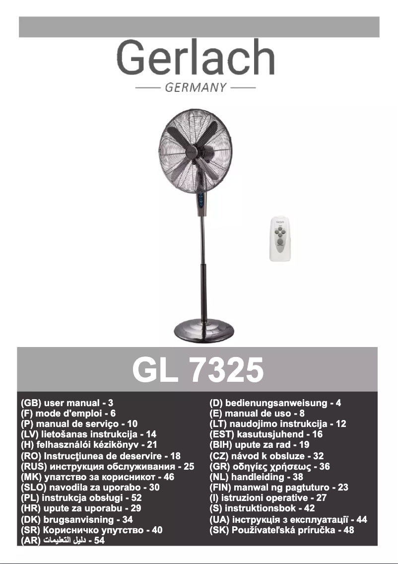 Page 1 de la notice Manuel utilisateur Gerlach GL 7325