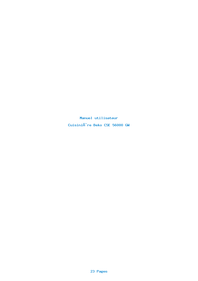 Page 1 de la notice Manuel utilisateur Beko CSE 56000 GW