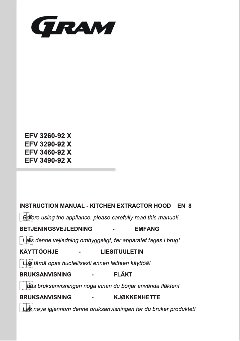 Page 1 de la notice Manuel utilisateur Gram EFV 3290-92 X