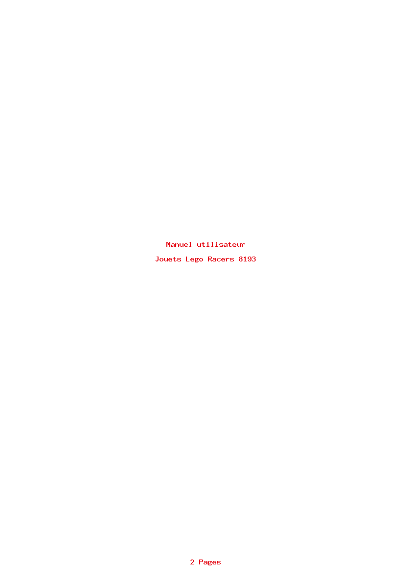 Page 1 de la notice Manuel utilisateur Lego Racers 8193