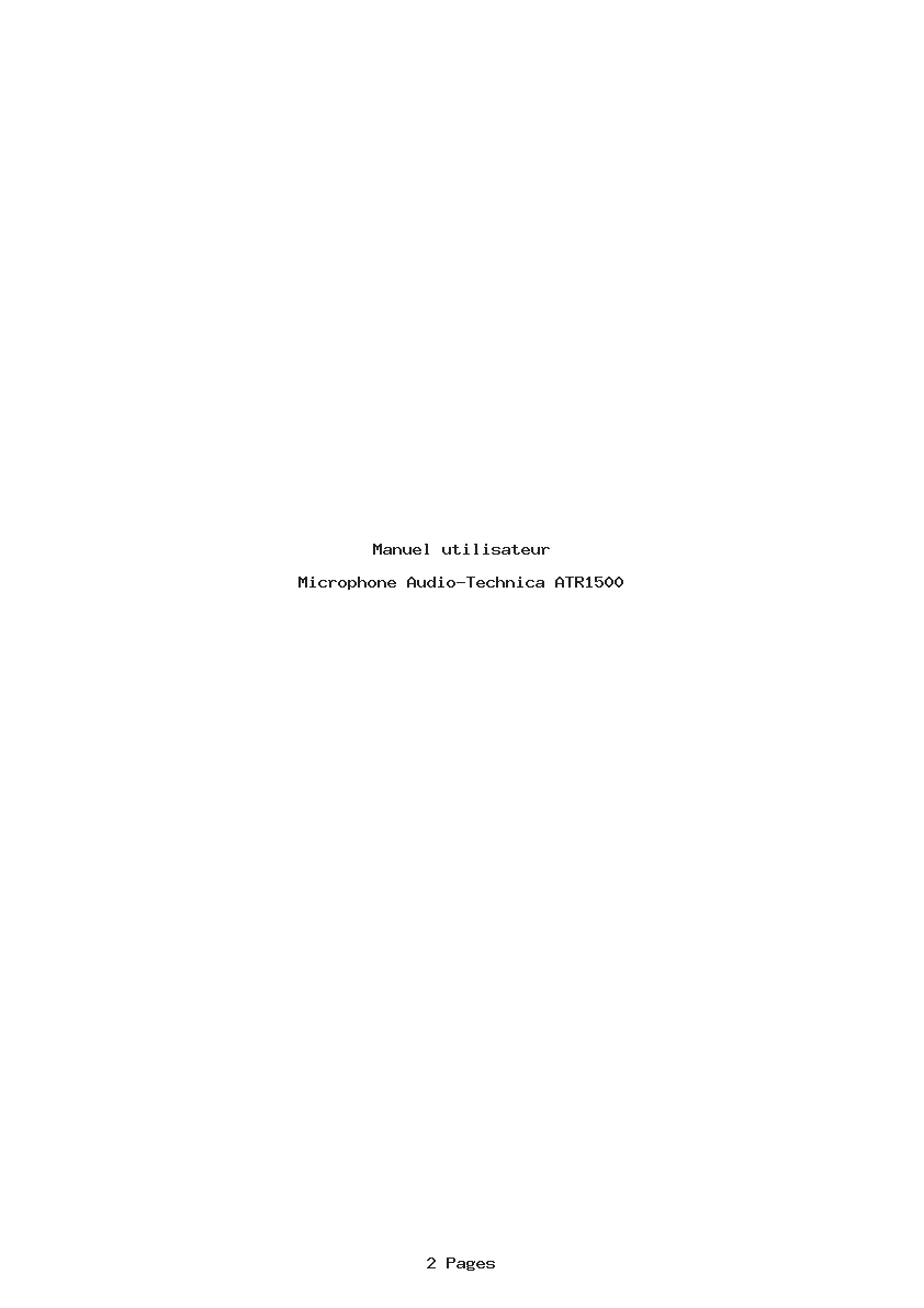 Page 1 de la notice Manuel utilisateur Audio-Technica ATR1500