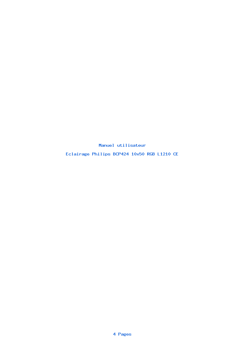 Page 1 de la notice Manuel utilisateur Philips BCP424 10x50 RGB L1210 CE