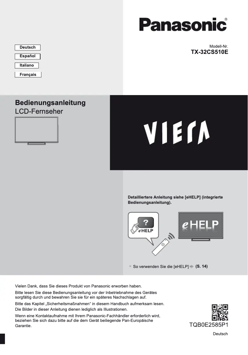 Page 1 de la notice Manuel utilisateur Panasonic TX32-CS510E