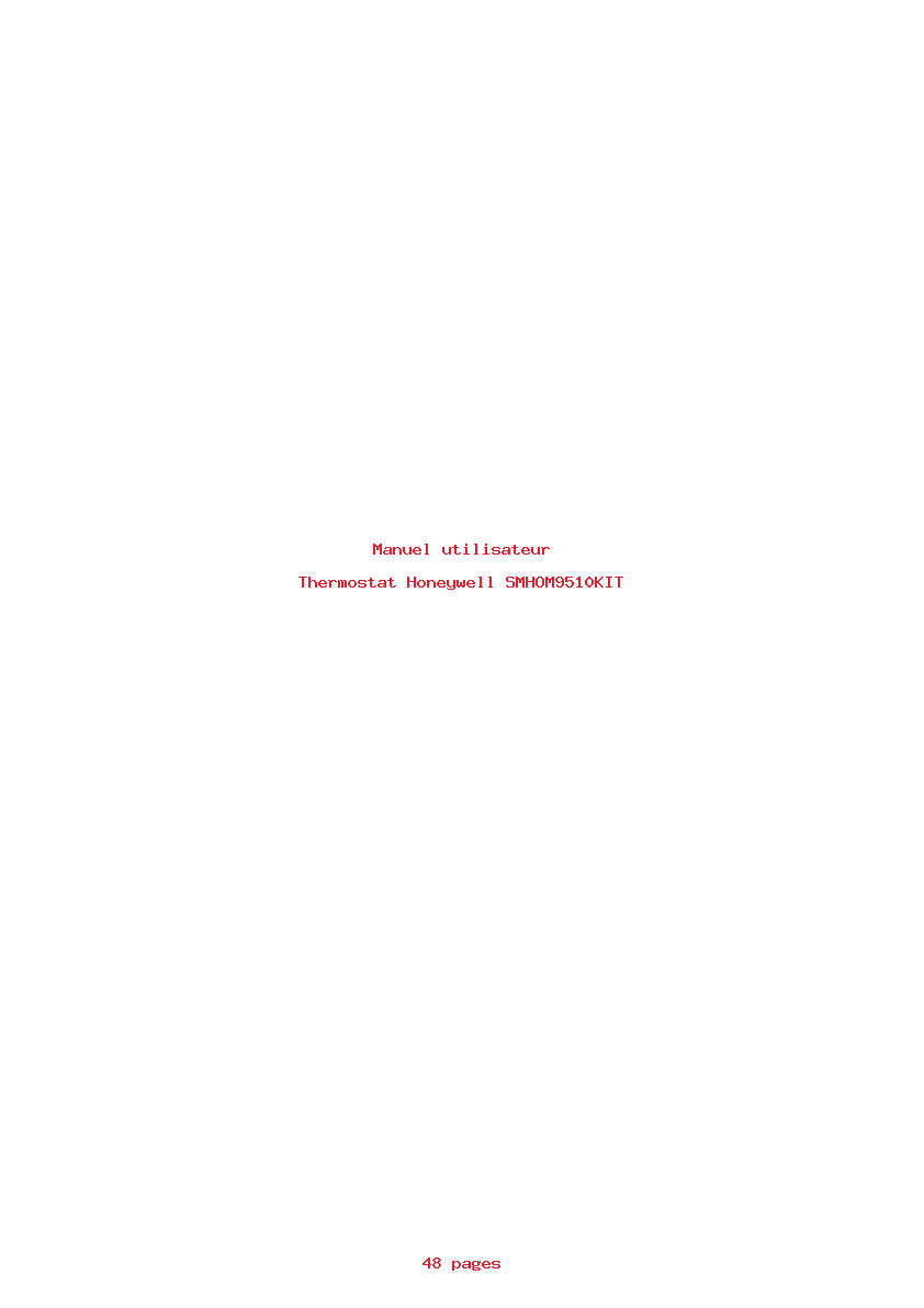 Page 1 de la notice Manuel utilisateur Honeywell SMHOM9510KIT