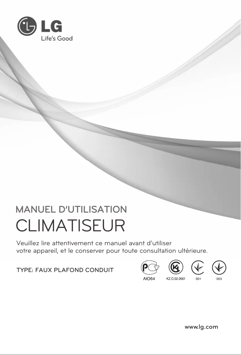 Page 1 de la notice Manuel utilisateur LG AMNH12GB1A2