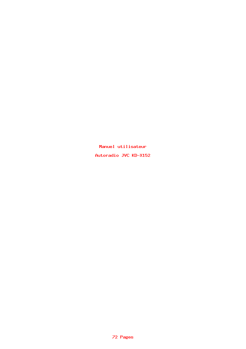 Page 1 de la notice Manuel utilisateur JVC KD-X152