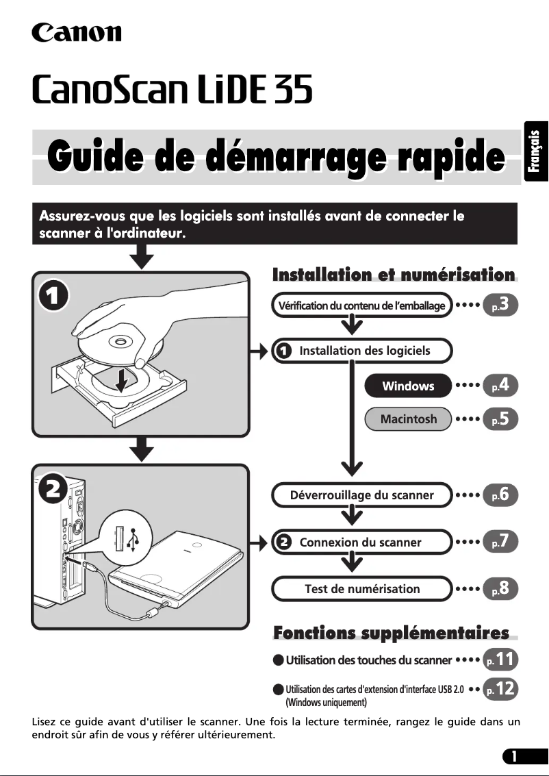 Página 1 del manual Manual de instrucciones Canon CanoScan LiDE 35