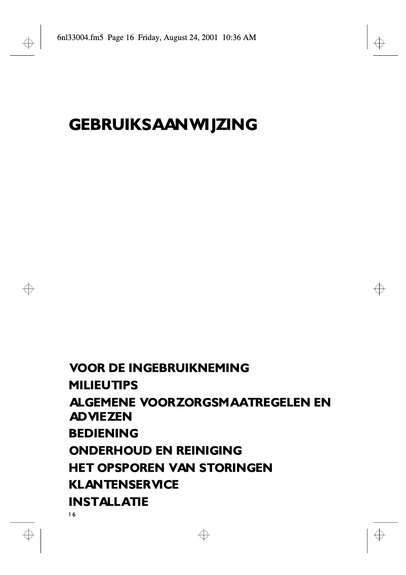 Page 1 de la notice Manuel utilisateur Whirlpool HOO 401