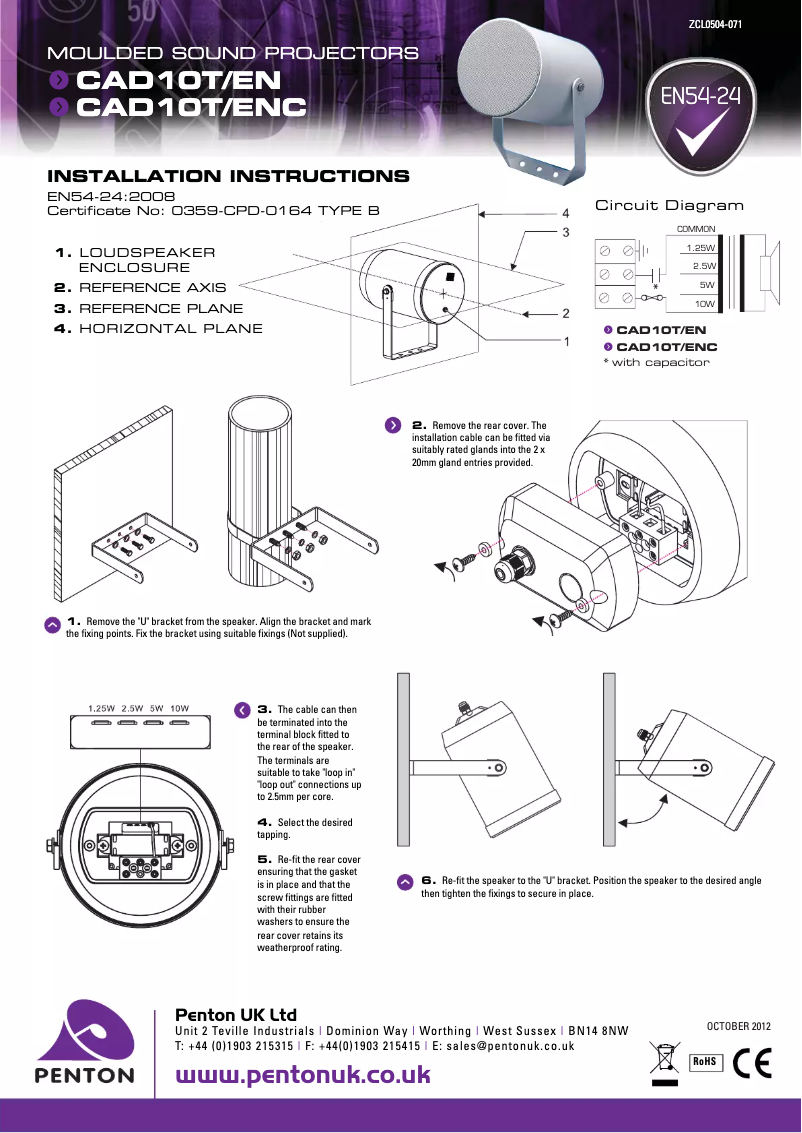 Page 1 de la notice Manuel utilisateur Penton CAD10T/ENC