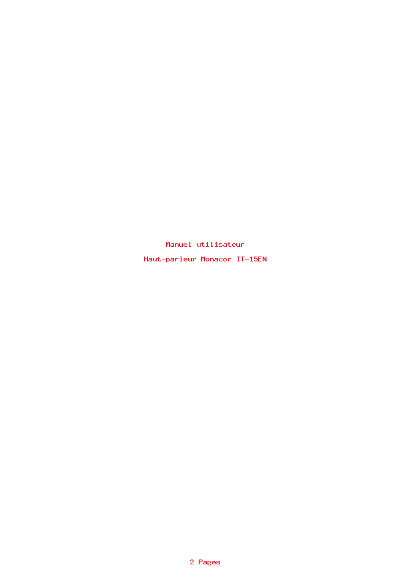 Page 1 de la notice Manuel utilisateur Monacor IT-15EN