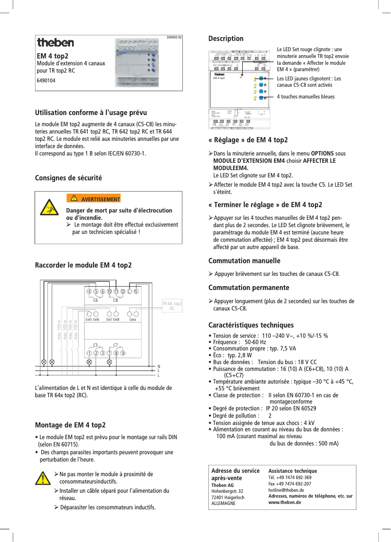 Page 1 de la notice Manuel utilisateur Theben EM 4 top2