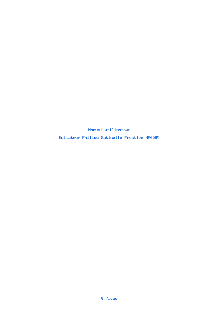 Page 1 de la notice Manuel utilisateur Philips Satinelle Prestige HP6565