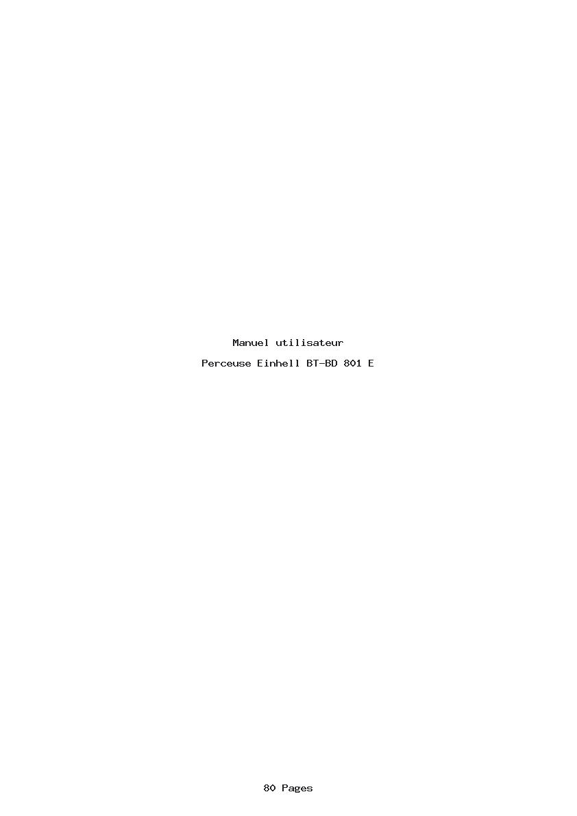 Page 1 de la notice Manuel utilisateur Einhell BT-BD 801 E